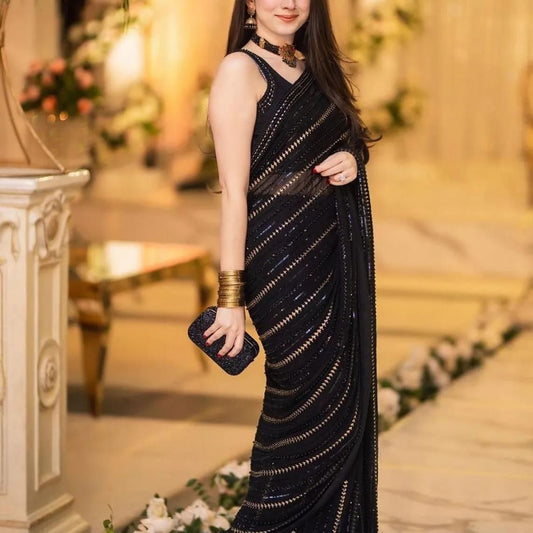 Black chiffon saree