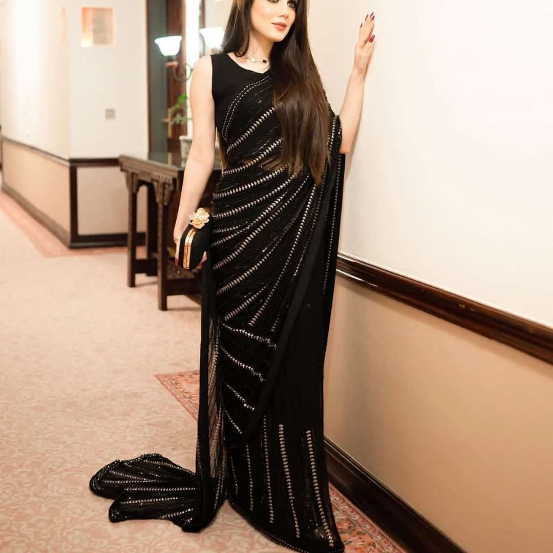 Black chiffon saree