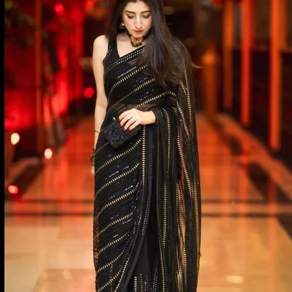 Black chiffon saree