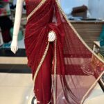Chiffon saree handmade stone work saree