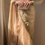 Korean silk patch embalished Saree