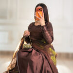 Organza handpaint and handembalished palu silk falls