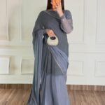 Bamber chifoon double tone saree